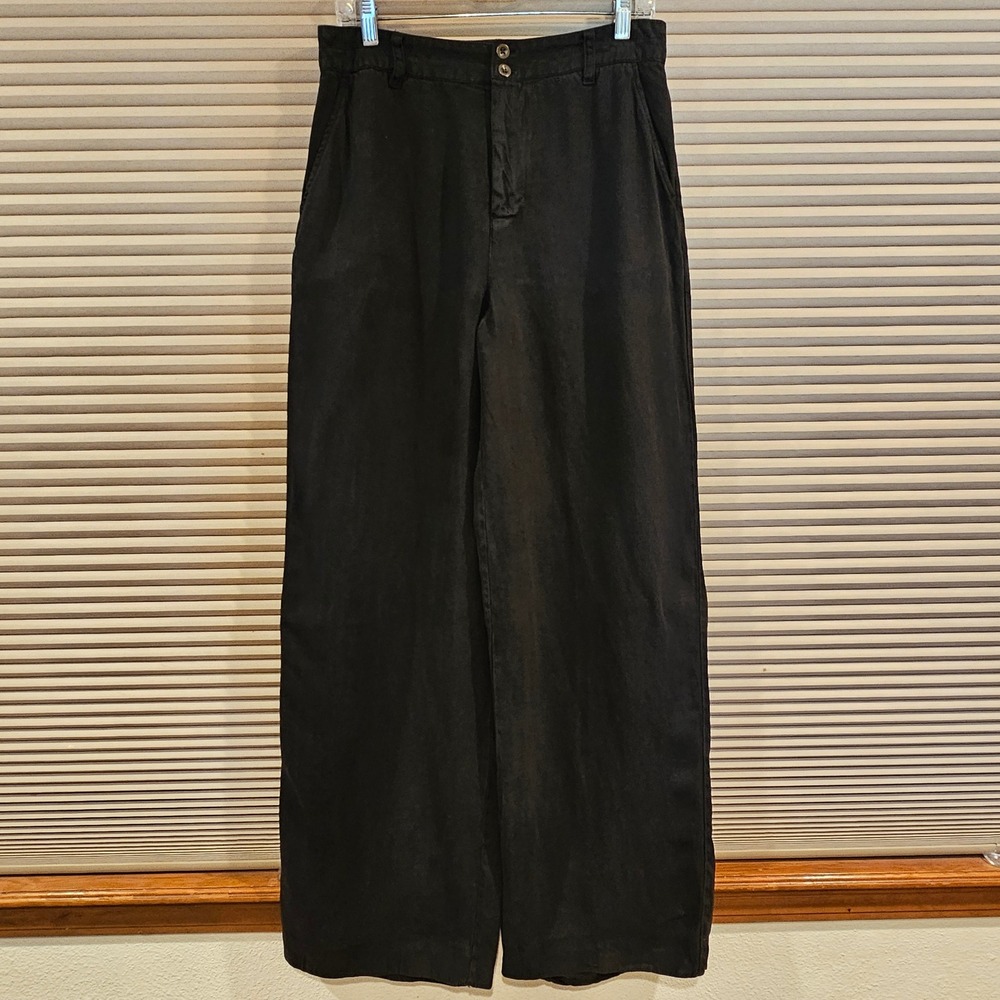 Cloth & Stone Black Wide Leg Tencel Linen‎ Pants High Rise Womens 28 Boho Street